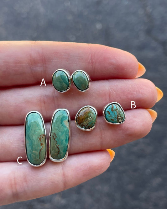 Kingman Turquoise Sterling Silver Stud Earrings