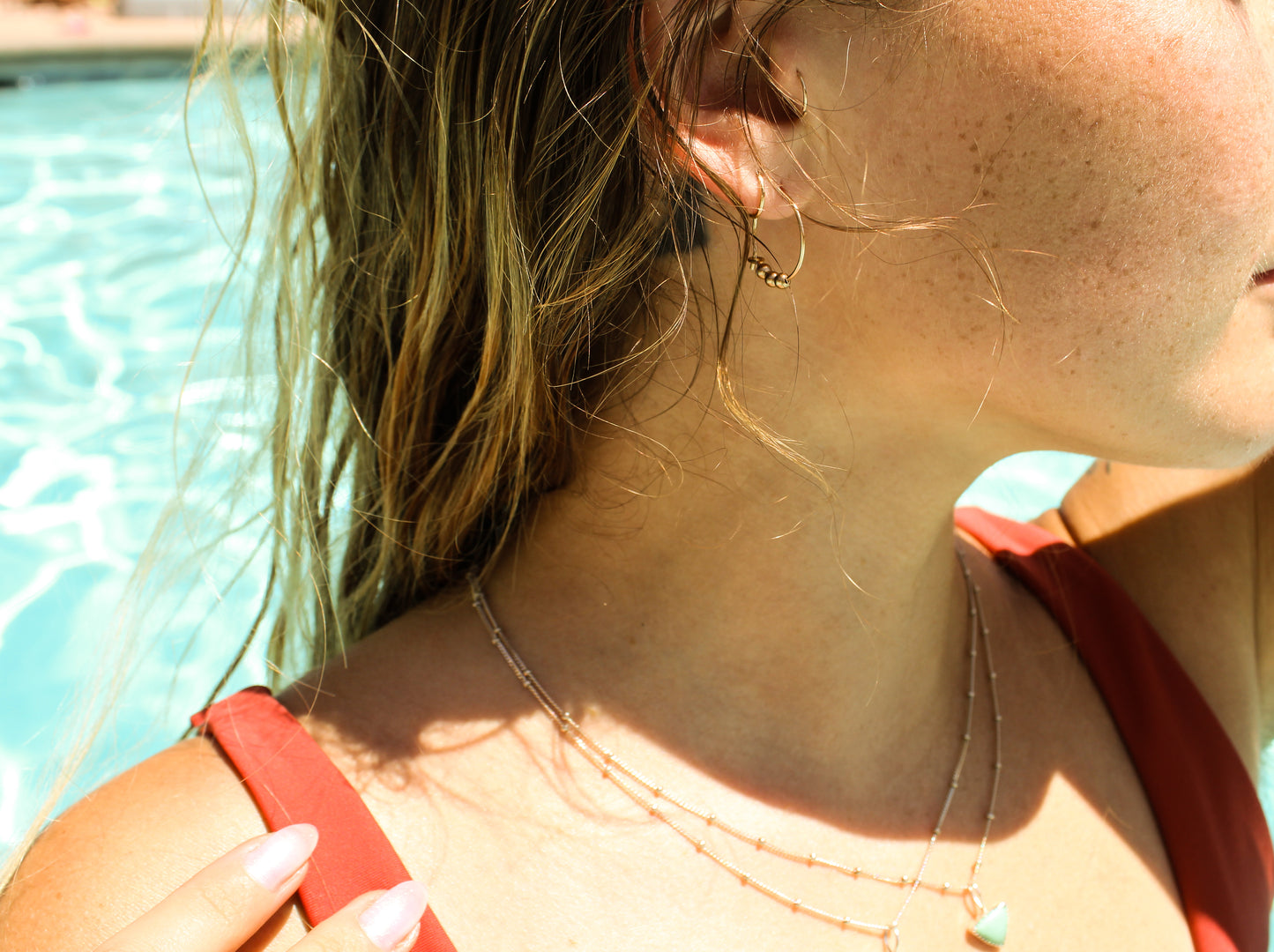Gold Bead Hoop Earrings