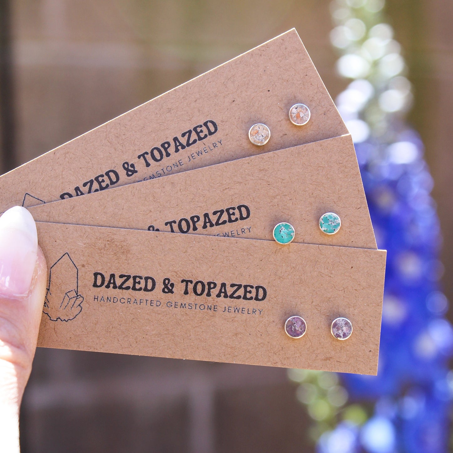 Crushed Gemstone Stud Earrings