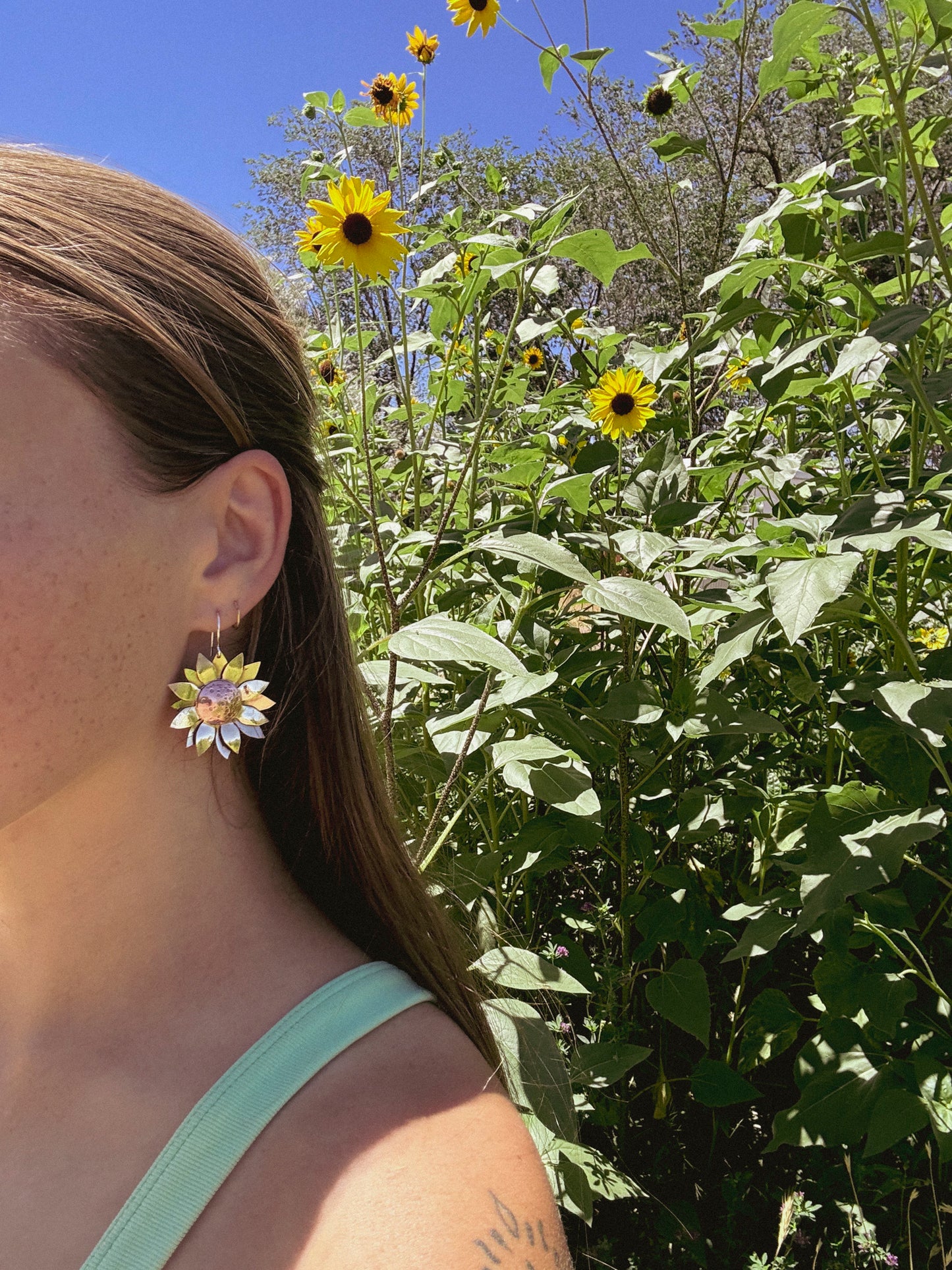 August Earring of the Month: Sun Faded Sunflower Earrings