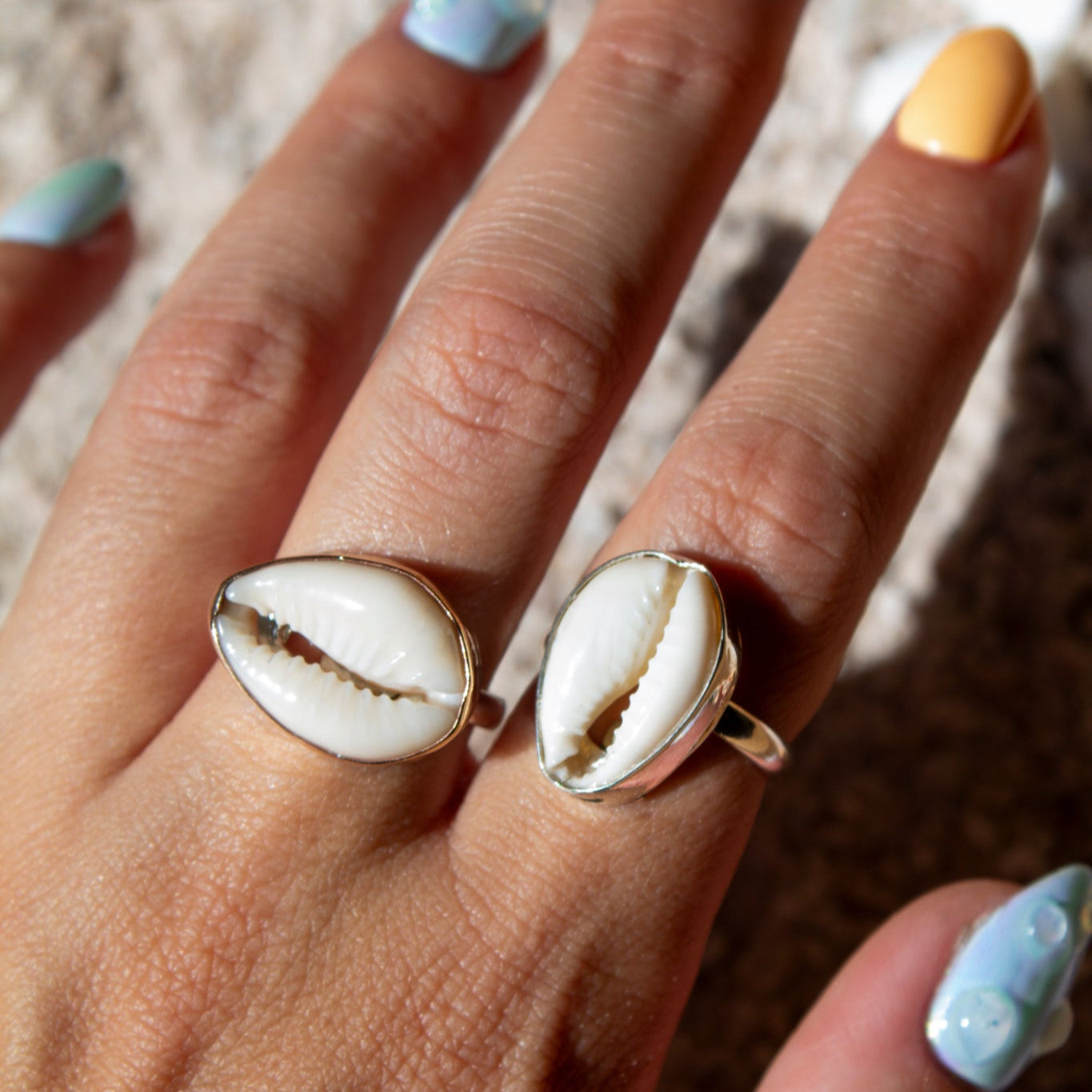 Cowrie Shell Beach Rings