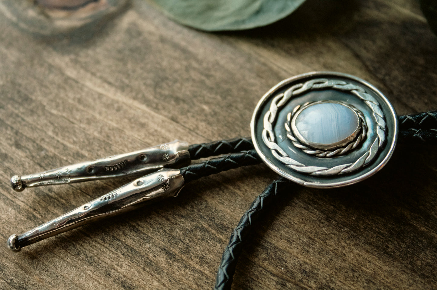Desert Lace Blue Lace Agate Bolo Tie