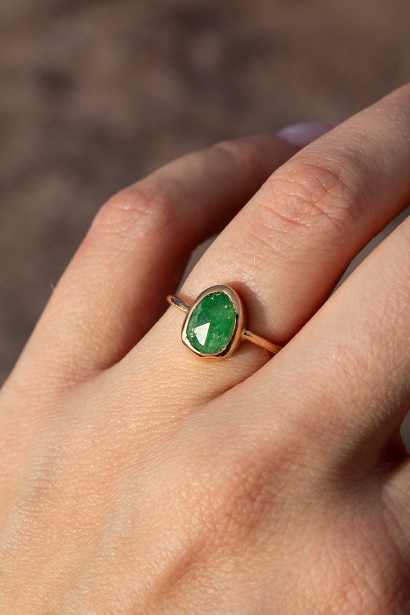 Emerald Gold Filled Ring Size 5