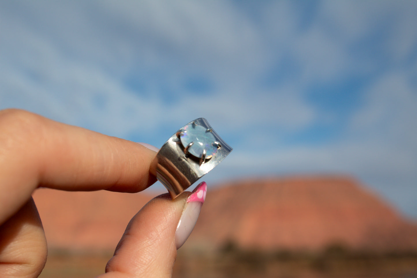 Opal Silver Ring Size 5