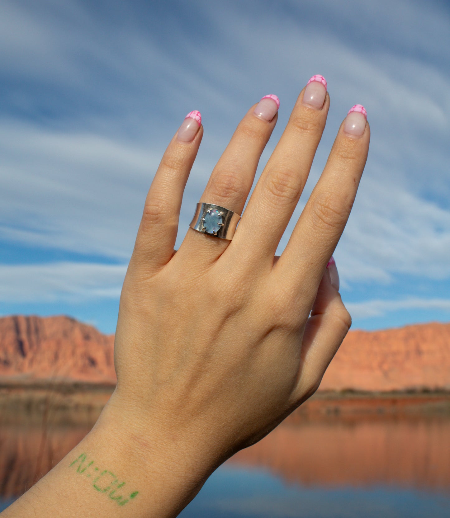 Opal Silver Ring Size 5