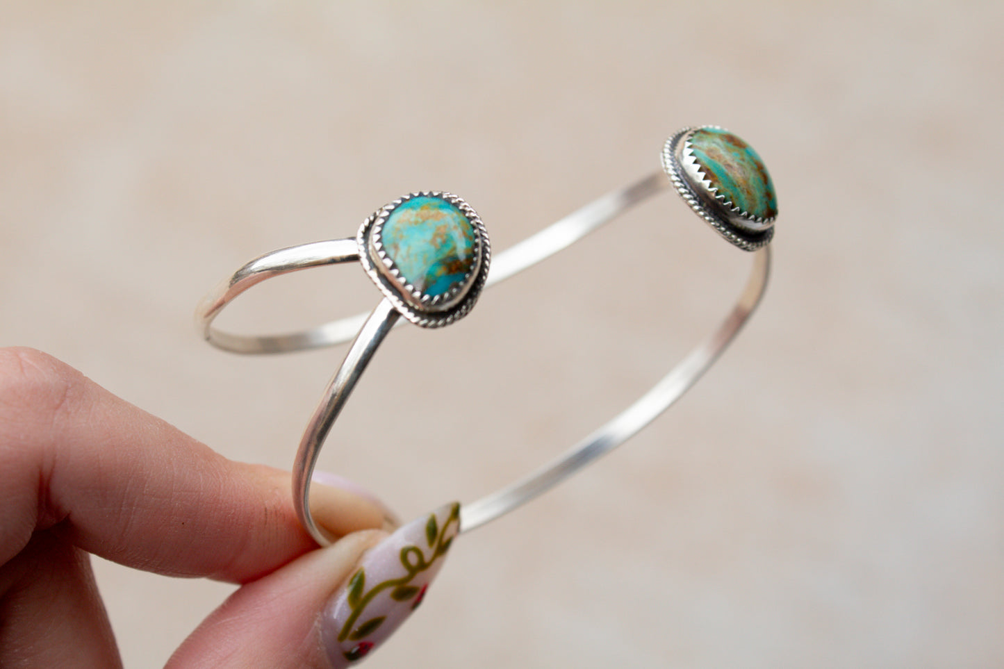 Double Kingman Turquoise Cuff Bracelet