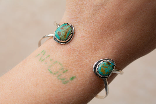 Double Kingman Turquoise Cuff Bracelet