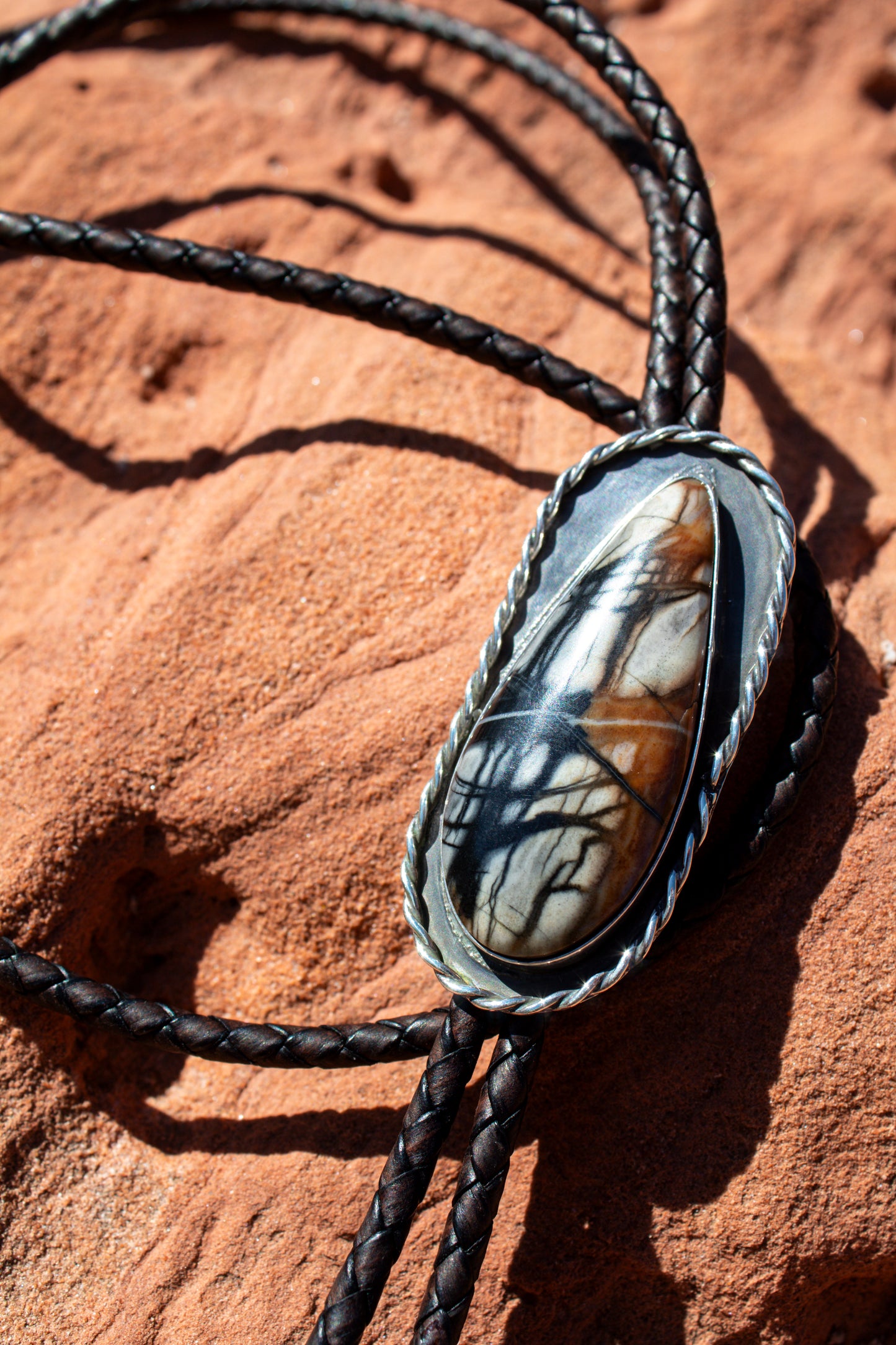 Dark Desert Picasso Marble Bolo Tie