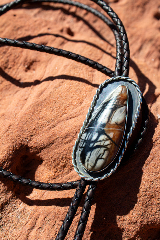 Dark Desert Picasso Marble Bolo Tie