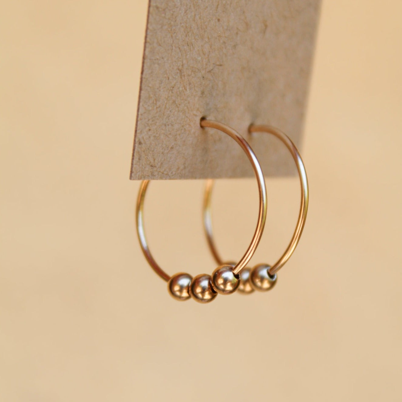 Gold Bead Hoop Earrings