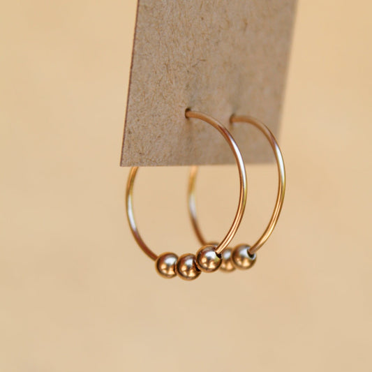 Gold Bead Hoop Earrings