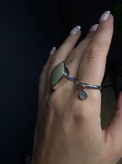 Initial Stamped Charm Ring