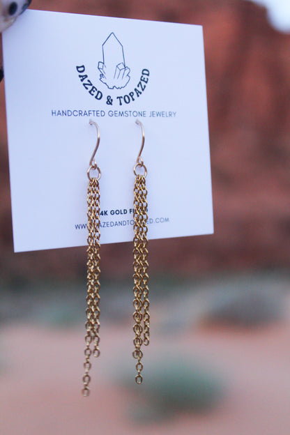 Gold Strand Chain Earrings