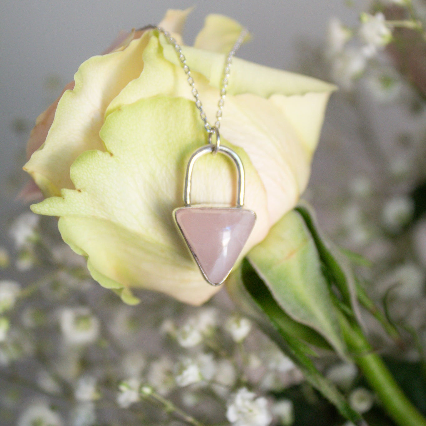 Rose Quartz Lock Pendant