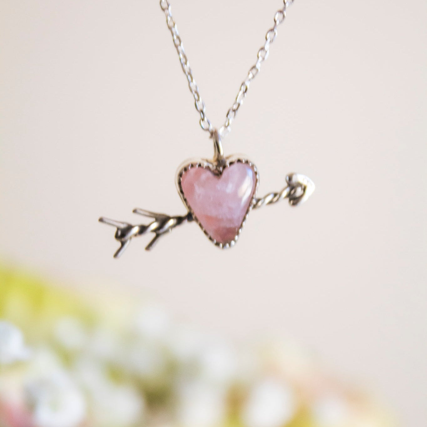 Cupid’s Arrow Rose Quartz Necklace