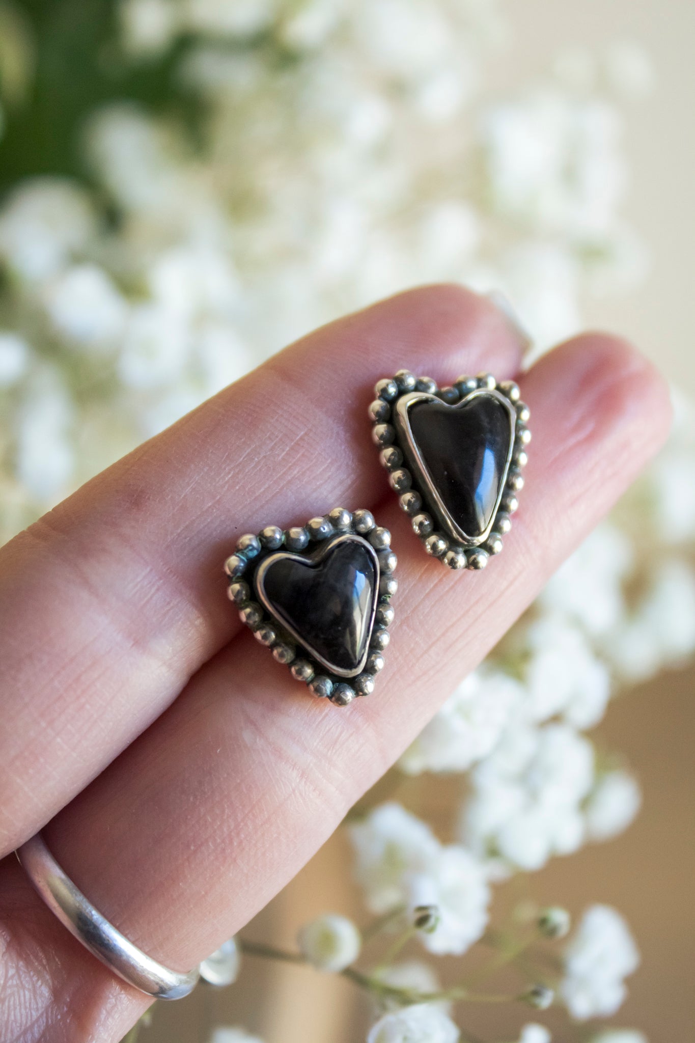 Utah Obsidian Heart Stud Earrings