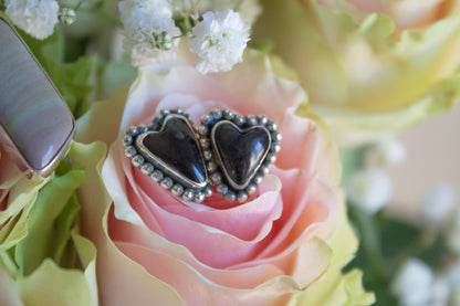 Utah Obsidian Heart Stud Earrings