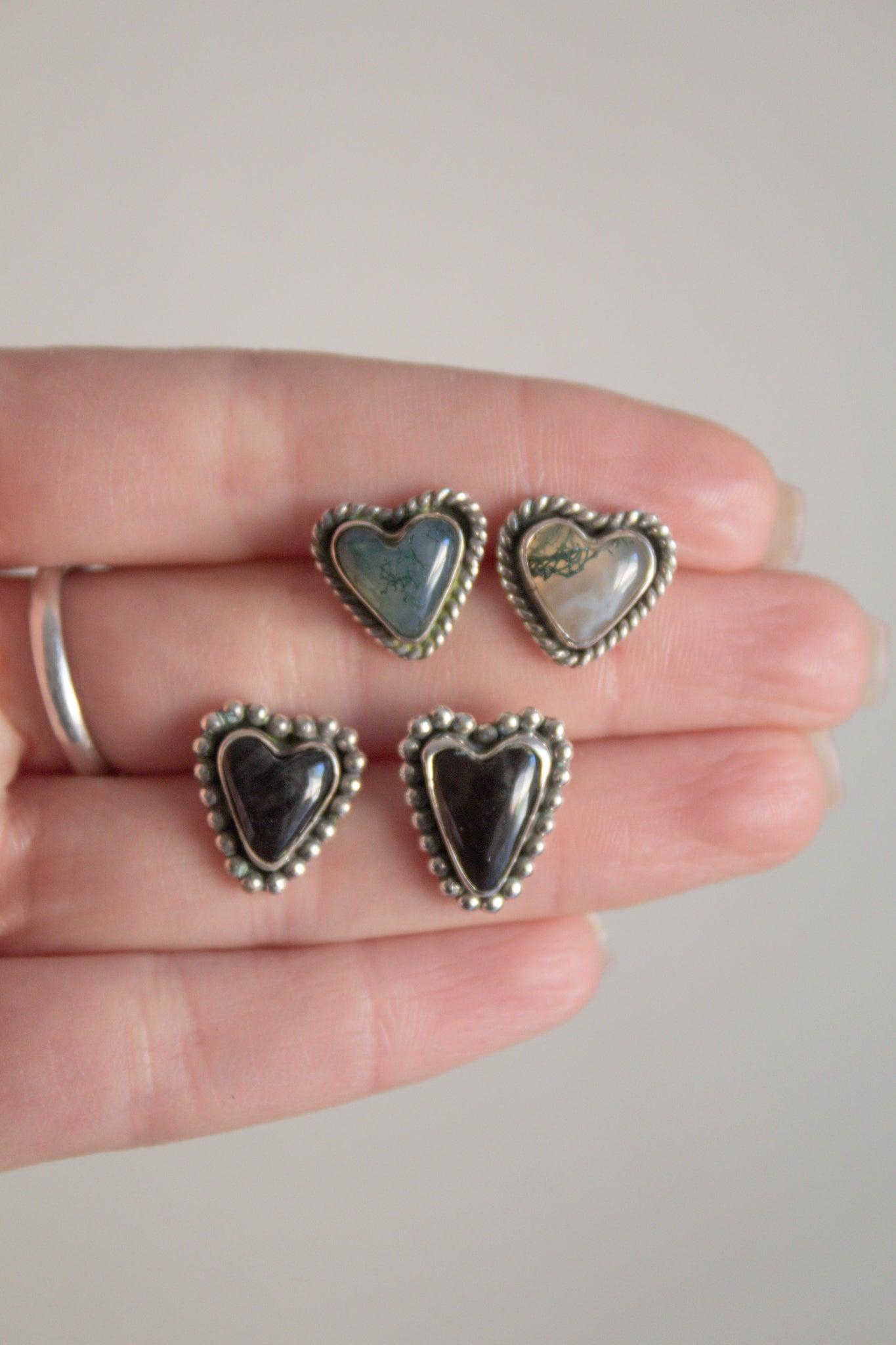 Utah Obsidian Heart Stud Earrings