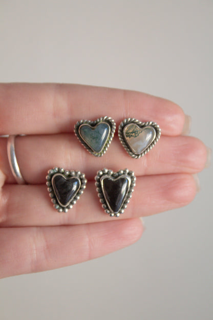 Utah Obsidian Heart Stud Earrings