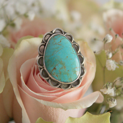 Blue Bloom - Kingman Turquoise Ring - Size 7