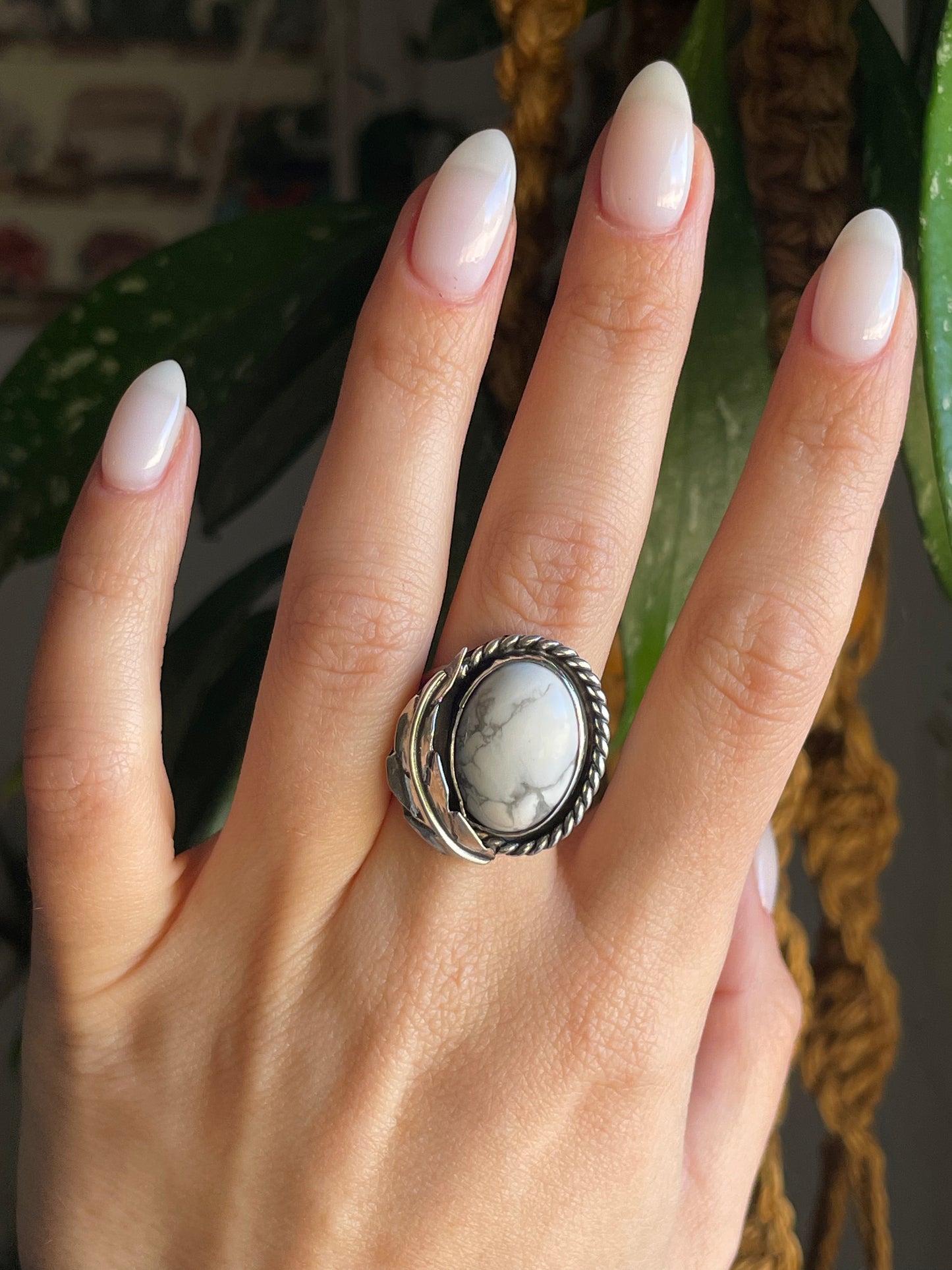 Western Howlite Ring Size 6.5