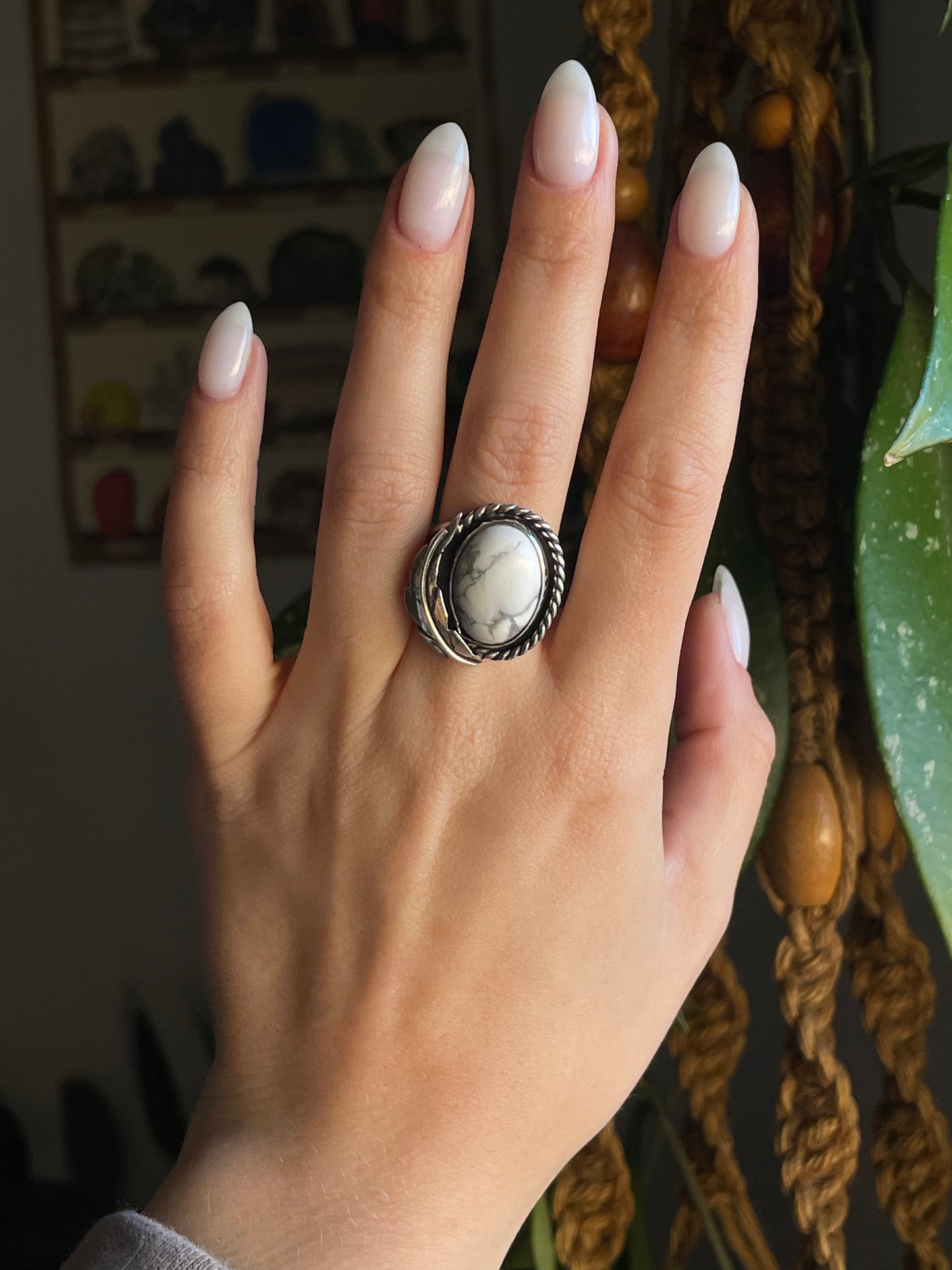 Western Howlite Ring Size 6.5