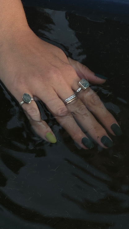 Moss Agate Lake Relic Rings