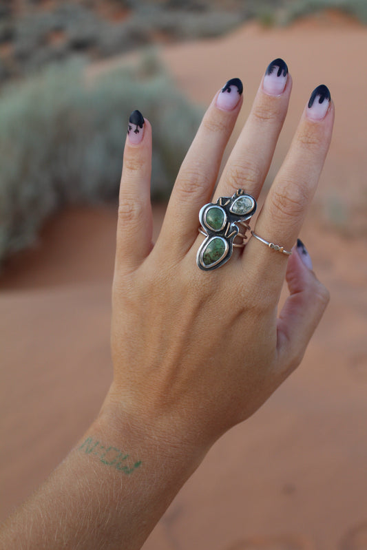 Serpentine Multi Stone Cactus Ring Size 7