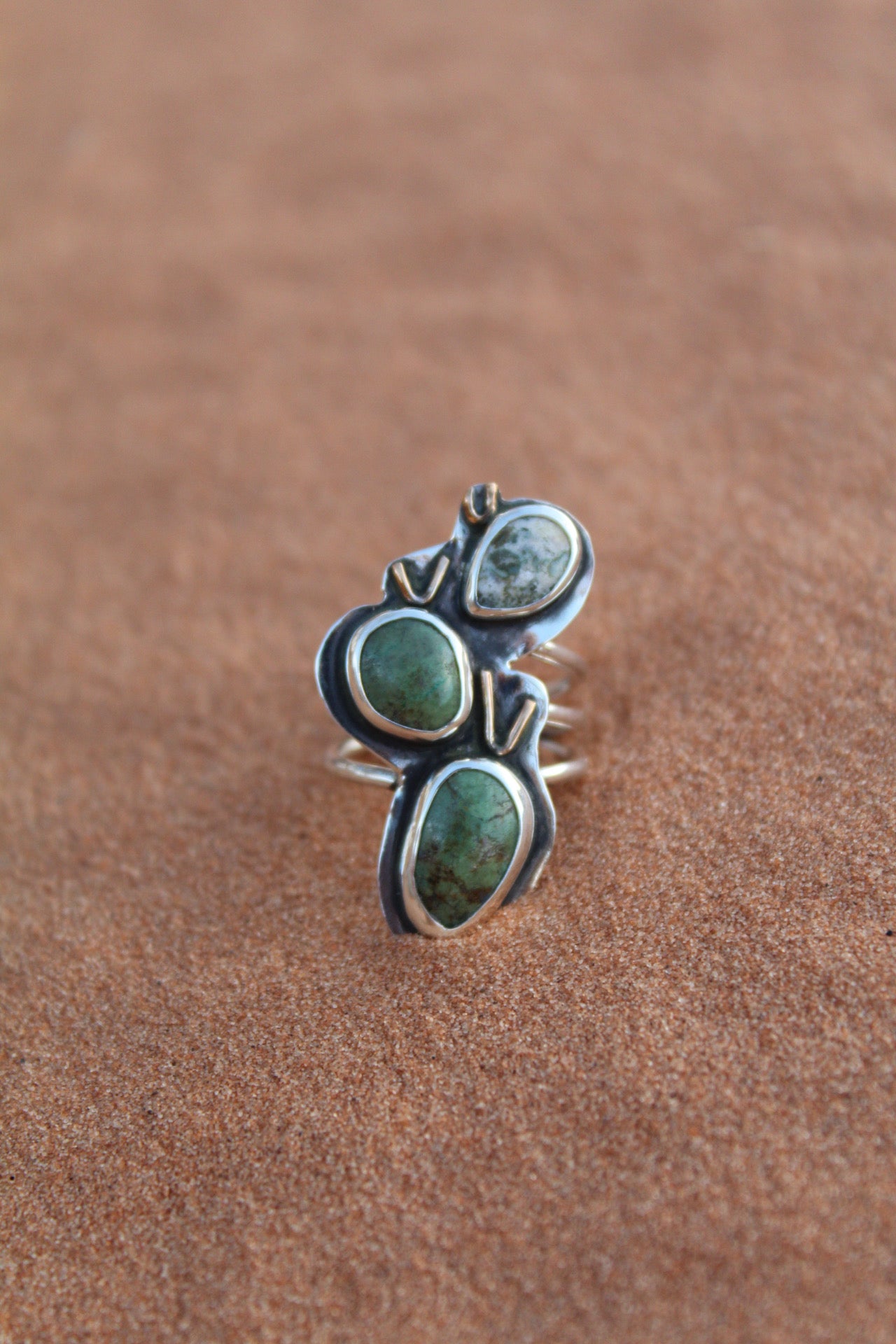 Serpentine Multi Stone Cactus Ring Size 7