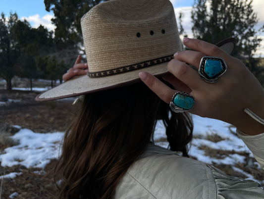 Hexagon Turquoise Ring, Size 10