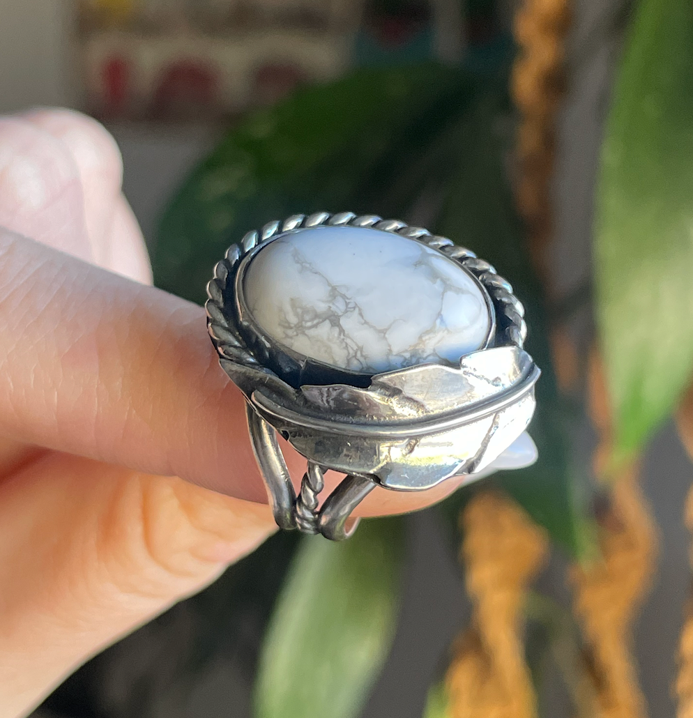 Western Howlite Ring Size 6.5