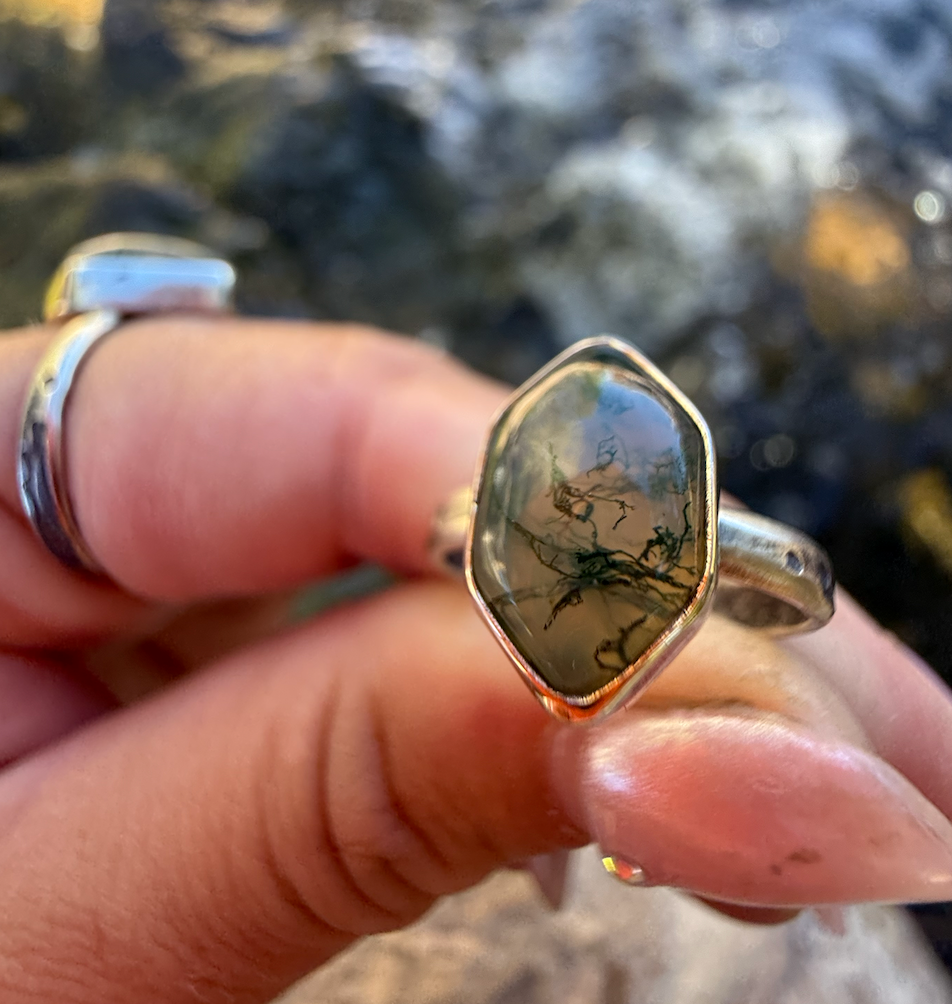 Moss Agate Lake Relic Rings