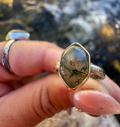 Moss Agate Lake Relic Rings