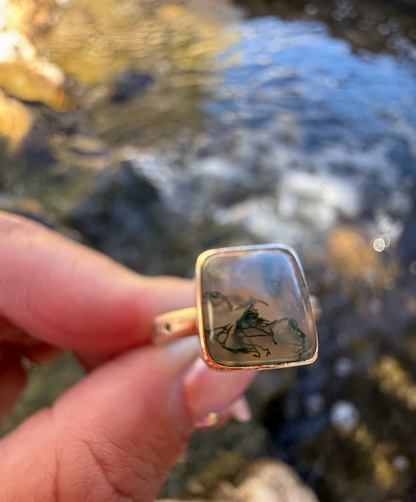 Moss Agate Lake Relic Rings