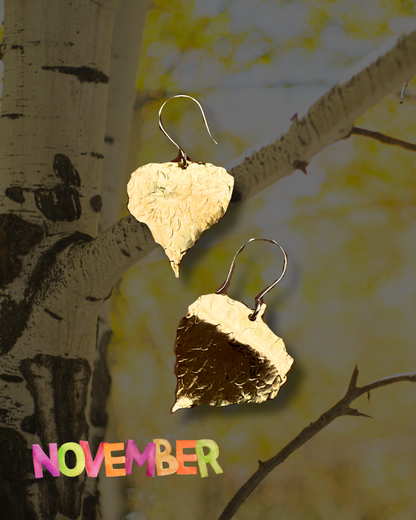 November Earring of the Month: Golden Aspen Leaves
