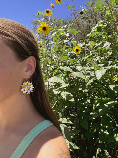 August Earring of the Month: Sun Faded Sunflower Earrings