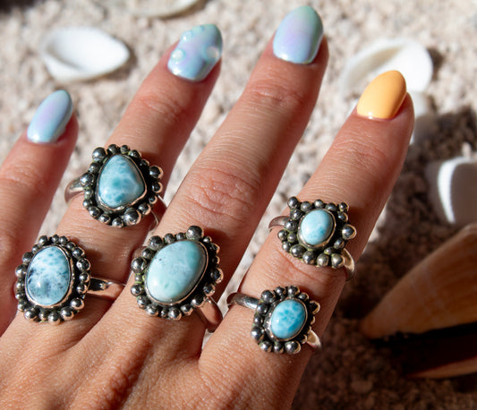 Larimar Bubble Rings
