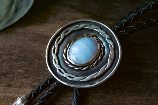 Desert Lace Blue Lace Agate Bolo Tie