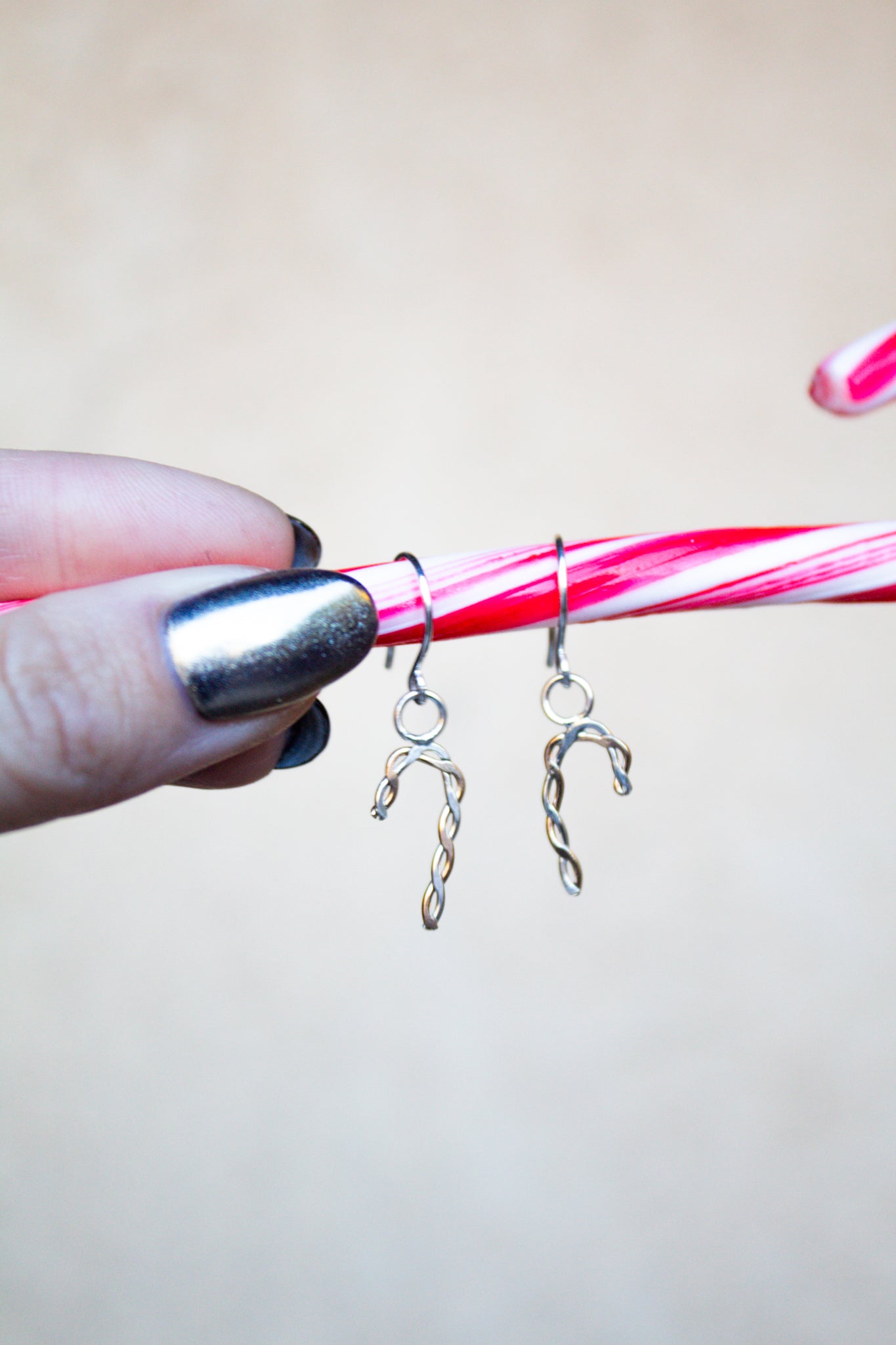 December Earring of the Month: Silver & Gold Candy Cane Earrings