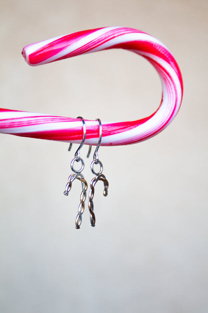 December Earring of the Month: Silver & Gold Candy Cane Earrings