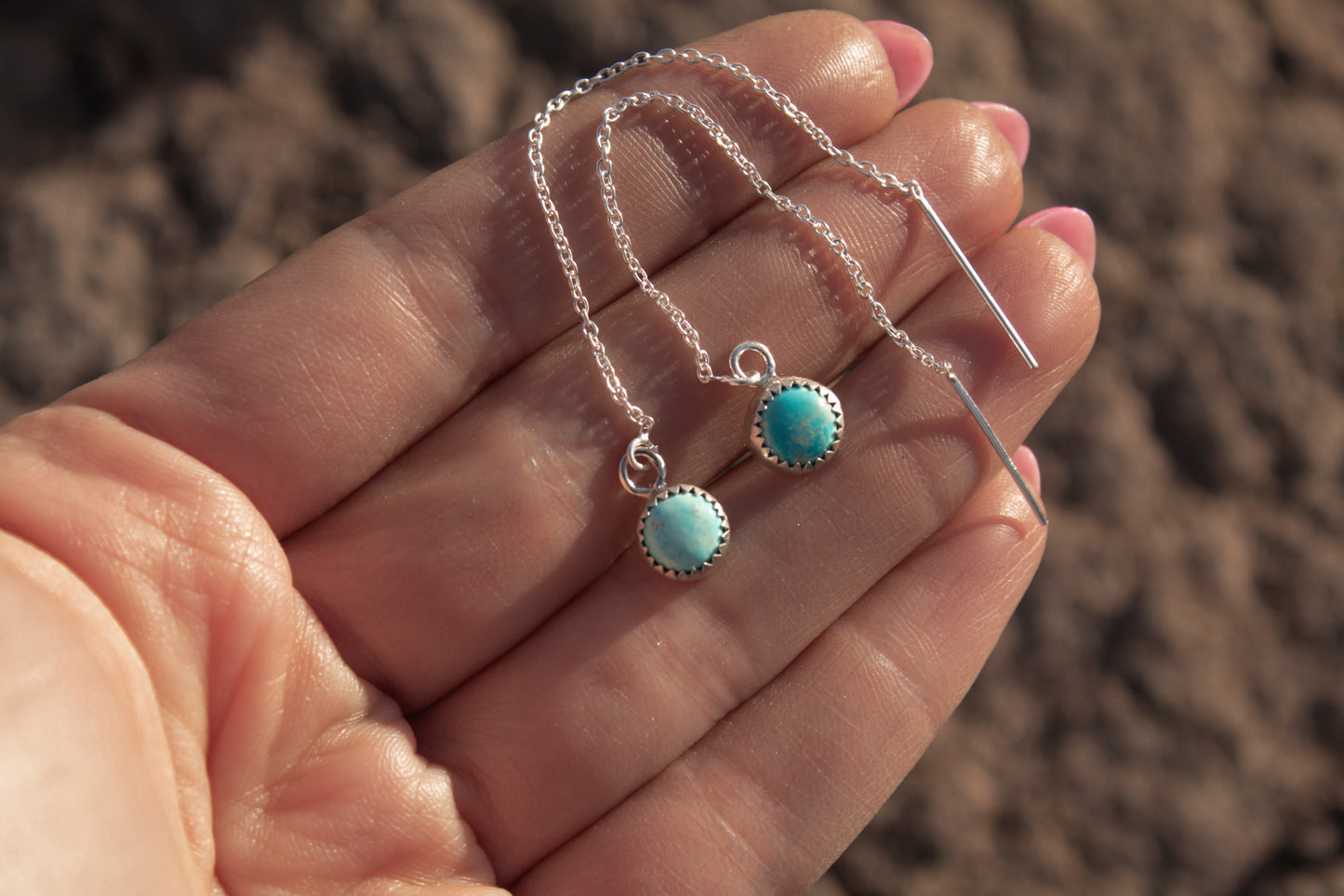 Sterling Silver Mini Turquoise Threader Earrings