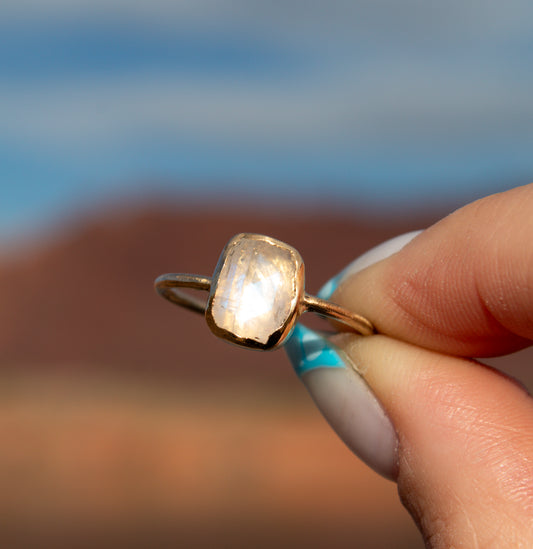 Moonstone Gold Filled Ring Size 7.5