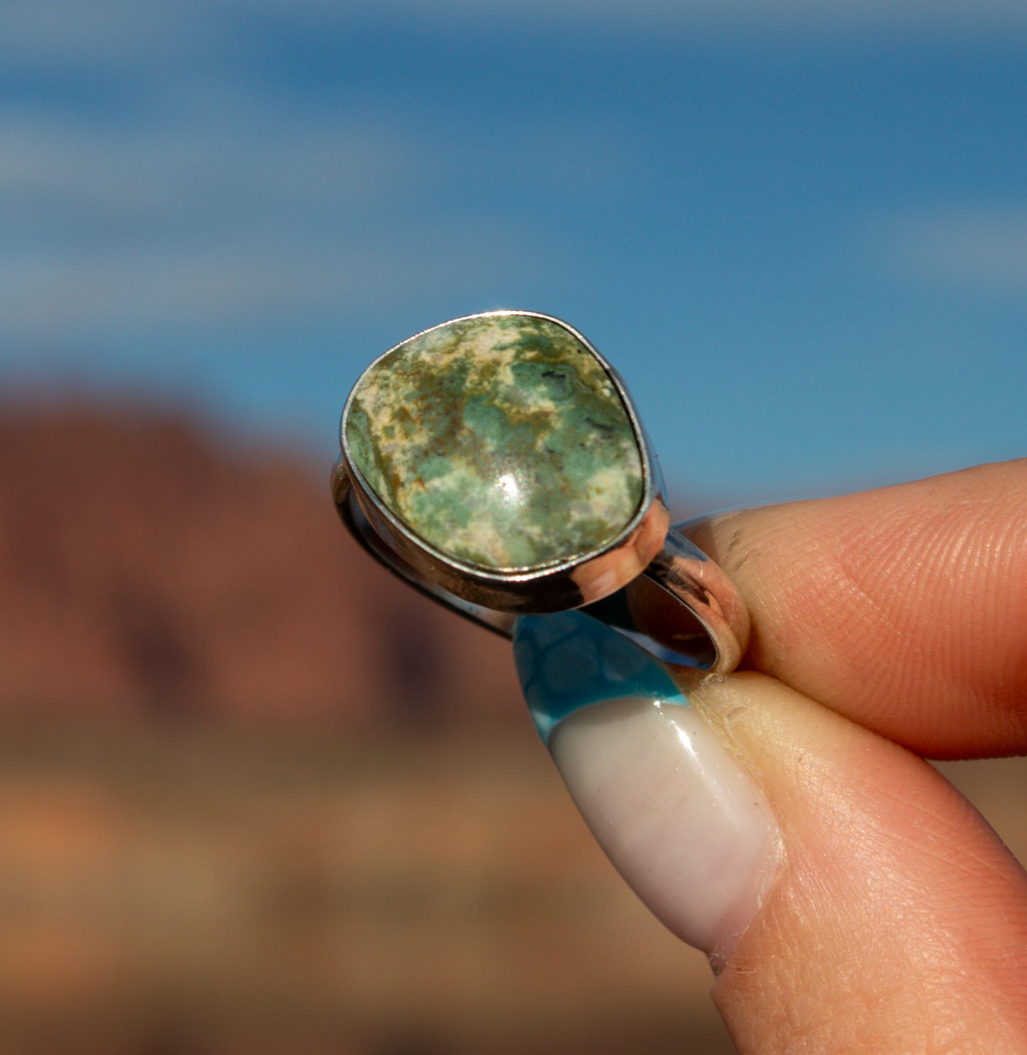 Green Utah Jasper Ring Size 8.5