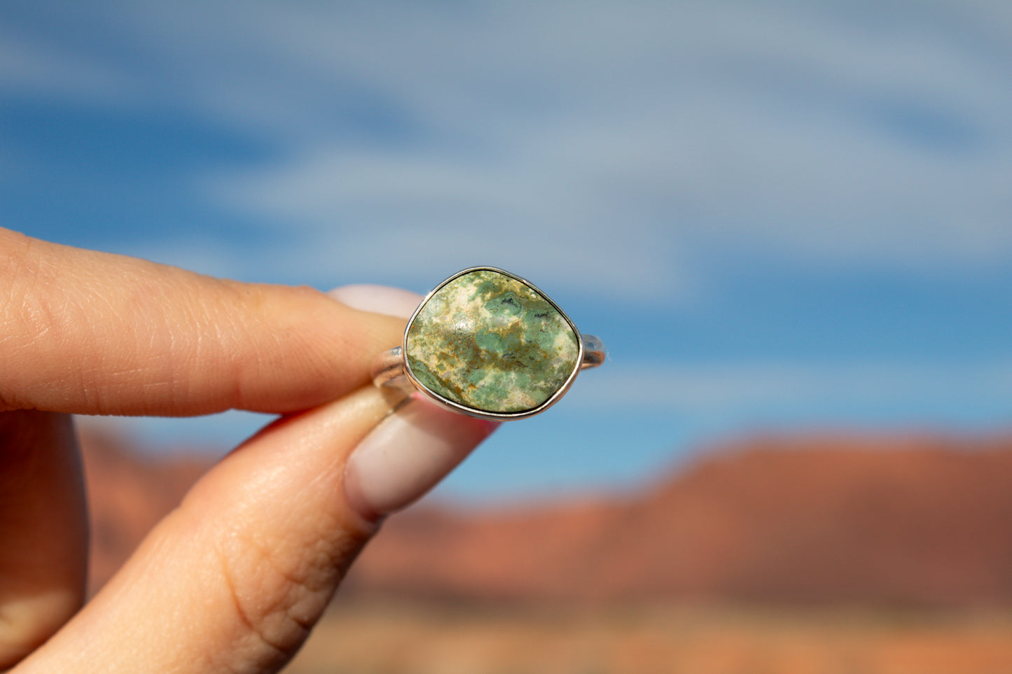 Green Utah Jasper Ring Size 8.5