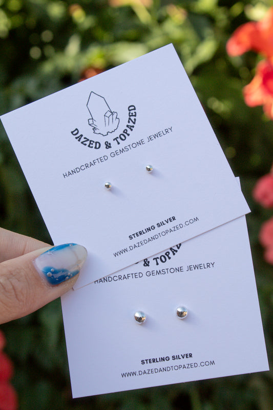 Recycled Silver Ball Stud Earrings