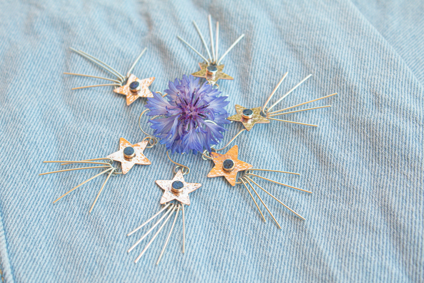July Earring of the Month: Stars and Stripes Mixed Metal Lapis Earrings
