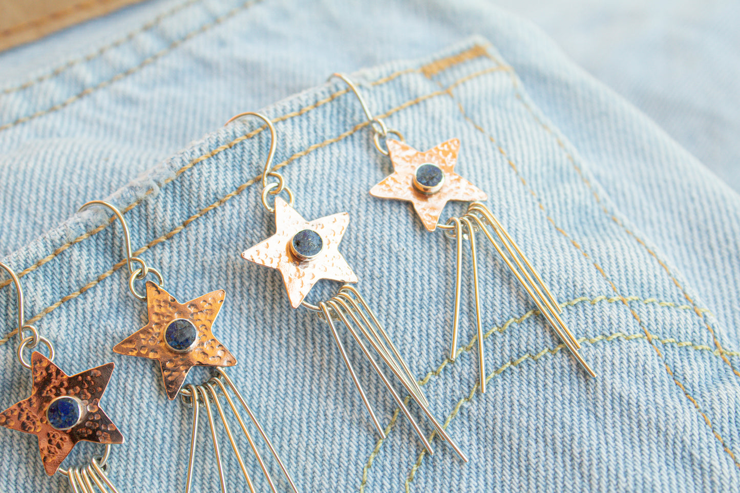 July Earring of the Month: Stars and Stripes Mixed Metal Lapis Earrings