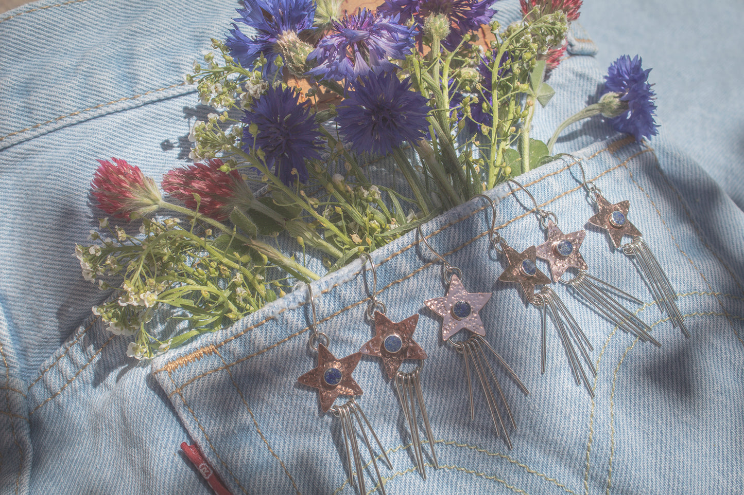 July Earring of the Month: Stars and Stripes Mixed Metal Lapis Earrings