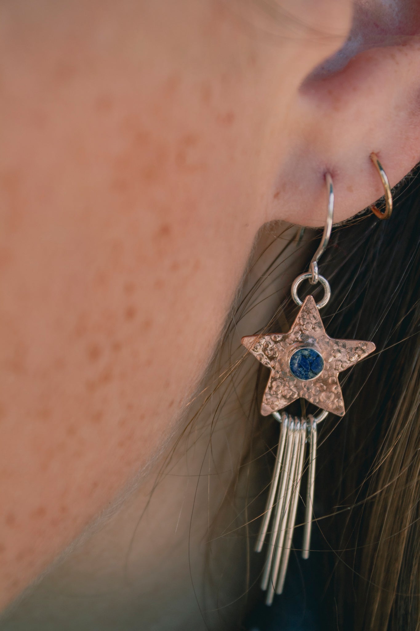 July Earring of the Month: Stars and Stripes Mixed Metal Lapis Earrings