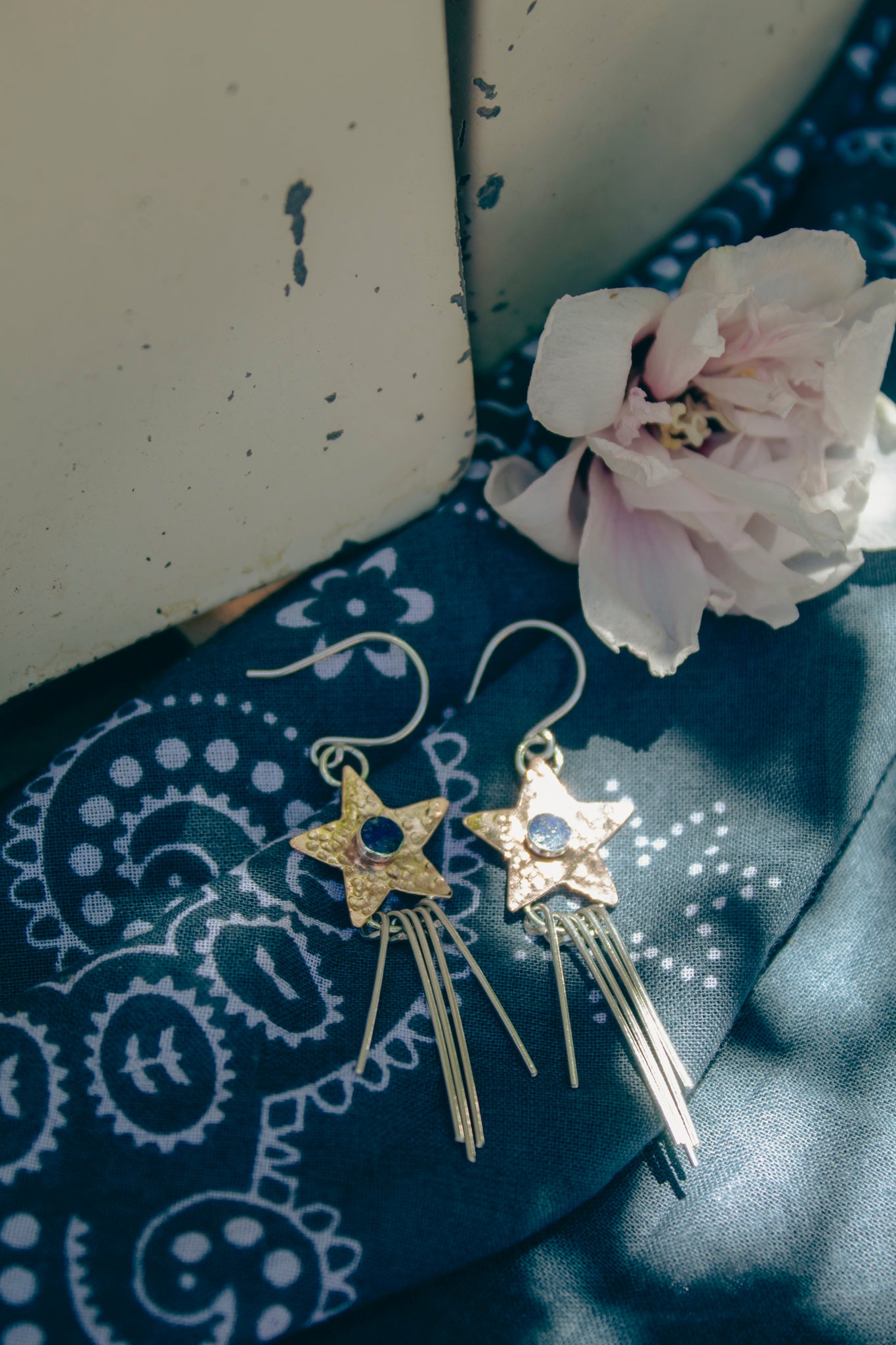 July Earring of the Month: Stars and Stripes Mixed Metal Lapis Earrings